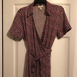 Ann Taylor Loft Petites 14P Wrap Dress Red Black